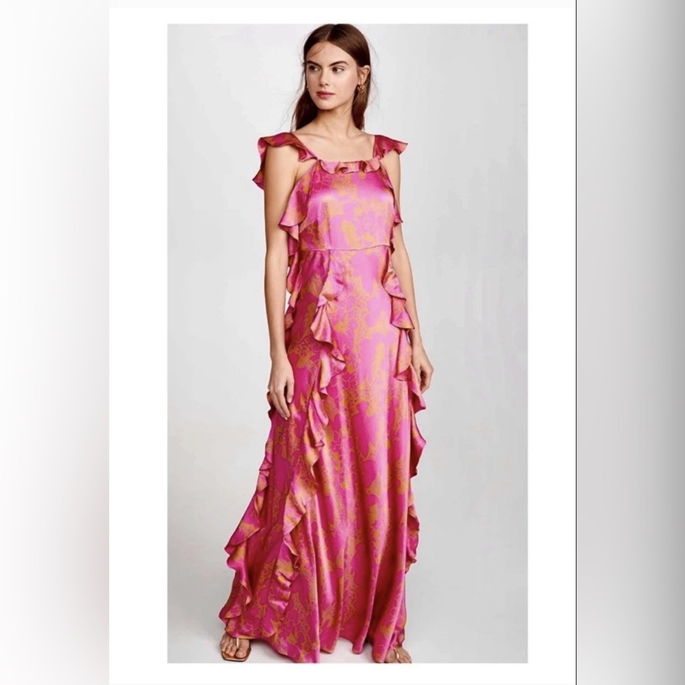 NWT $795 Tanya Taylor Haven Hammered Silk Printed Maxi Dress
